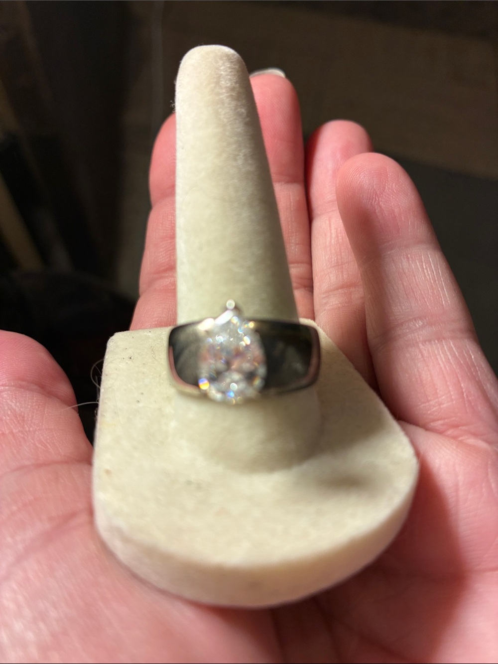 rhinestone silver ring size 8